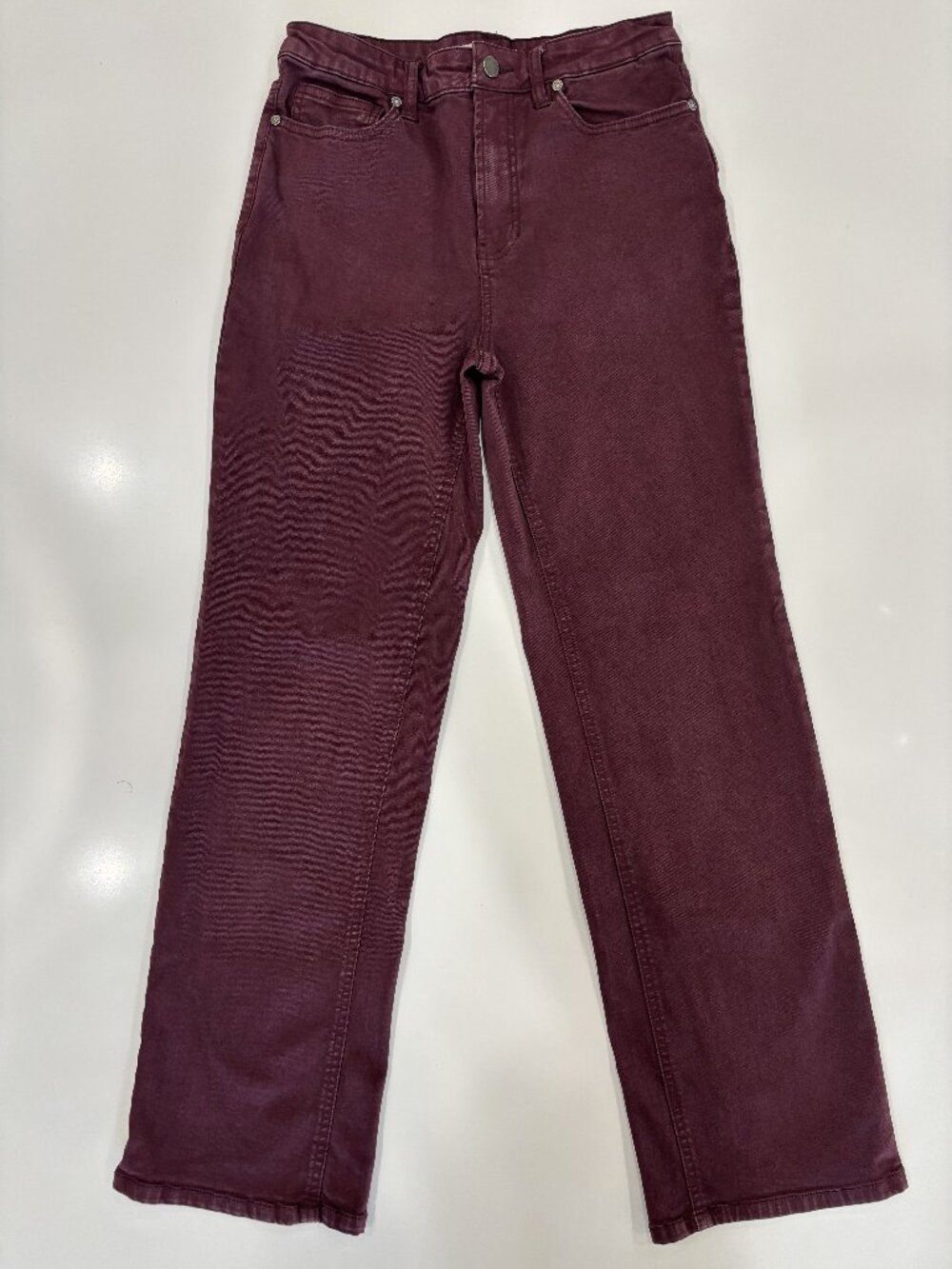 27 Oat New York Straight Leg Jeans Maroon Red Soft Cotton Blend Burgundy Relaxed